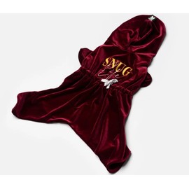 Snug Life Dog Cat PJs Luxury Coco Velour Plush Hoodie Pajamas Embroidered Large