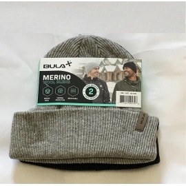 Bula Beanies Merino Wool Blend Hat Skully Adult One Size Black Gray, 2-Pack - Black/Gray, One-Size