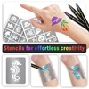 Temporary Tattoo Markers, 12 Metallic Markers and 150 Tattoo Stencil