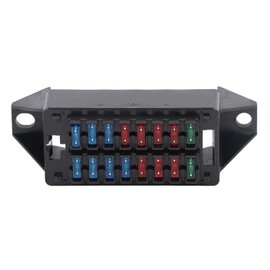 16-Way Fuse Box, Car Fuse Box, Mini High Temperature Resistant 16-Piece Fuse, 10A, 15A, 30A, 32 Crimp Connections, Wiring Hub, for Car, Bus, Boat