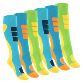 Footstar Children's Outdoor Knee Socks (6 Pairs) Colourful Socks with Thermal Effect, yellow