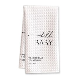 BONETAT Hello Baby Easter Kitchen Towels and White Baby Shower Decorations, Ideal for New Baby Shower, Fun Dish Drying Cloth, Perfect Easter Bathroom Decor06