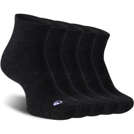 RZTT Merino Wool Socks for Men, Athletic Ankle Socks for Hiking Moisture Wicking Tennis Socks Breathable No Show Running Socks Arch Support,5pairs,Medium,Dark Grey