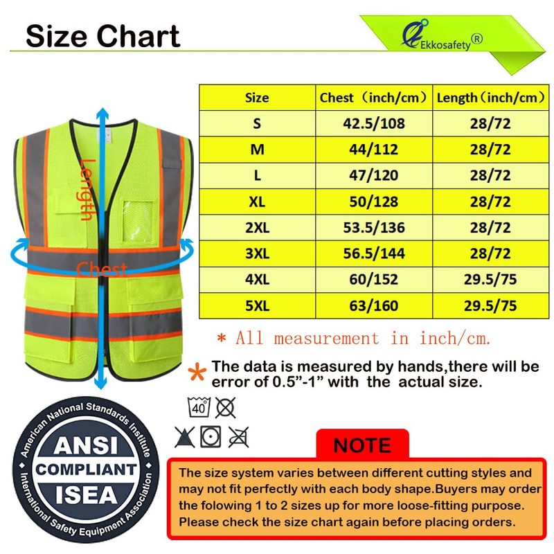 Ekkosafety Reflective Mesh Safety Vest for Men Women with 5