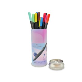Faber-Castell Grip Fine Pen 0.4Mm 15 Color In A Round Tin, Brilliant colours,Washes out of most fabrics,Suitable for right- and left-handers, 151617