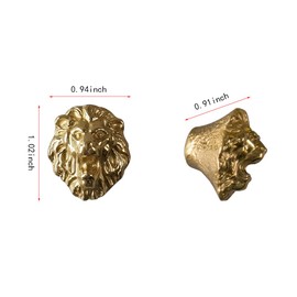 Wwxuanke Lion Door Knob, Brass Lion Knob, Single Hole Door Creative Animal Lion Head Door Knob, Wardrobe and Shoe Cabinet Drawer Knob, Hardware Accessories 2 Pack, Gold, Small
