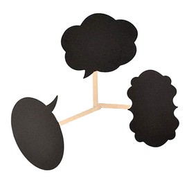 WedDecor 10pcs Selfie Photo Booth Props Blank Writable Black Cards with Wood Sticks for Wedding, Birthday, Events, Graduation