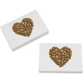 2 x 45mm 'Coffee Bean Heart' Erasers/Rubbers (ER00048097)