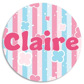 Kiwi Gifts Claire - 25 Pack Circle Stickers 3 Inch - Name Tag Water Bottle School Supplies