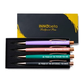 INNObeta Coworker Gifts for Women, Ballpoint Pen Set of 4, Coworker Farewell Leaving Goodbye gifts for women, Cool Funny New Job Presents for Birthday, Christmas - Best Coworker Ever - Gold