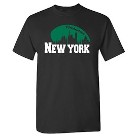 New York Football Skyline Men's Fan T-Shirt (Black Shirt, 4XL)