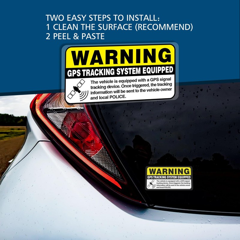 Warning GPS Tracking System Equipped Car Sticker 4x2 Inches Anti-Theft