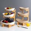 3 Tier Fruit Basket, Ceramic Fruit Bowl for Kitchen Counter,