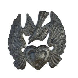 Mini Heart with Wings and Bird, Soulmate Heart Collection, Take Your Worry Away, Angel Wings, Flying, Love and Friendship 5 x 5.25 Inches