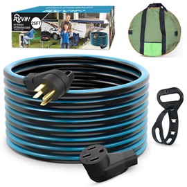 RVVIN 50 Amp 25 Feet RV/EV Extension Cord, Heavy Duty STW Cord with Cord Organizer and Storage Bag, NEMA 14-50P/R Standard Plug Suit for EV Charging and RV Trailer Campers, ETL Listed(Black&Blue)