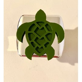 Honu Turtle Shell in 3D - 2 inch Trailer Hitch Cover Chrome w Army Green - Love Hawaii Hawaiian