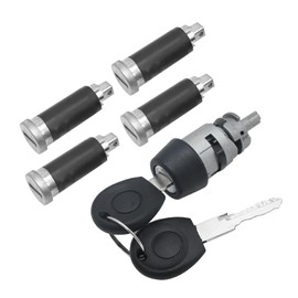 Ollanoos 701837205 Ignition Switch Kit, with Door Lock Barrel Keys 357905855B Door Handle Lock Set Ignition Locking Key Car Ignition Lock Cylinder Replacement for VW T4 Transporter Caravelle 1990-2003