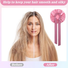 JIEYAO Pack of 2 Satin Hair Caps for Women, Double-Sided Silk Cap for Sleeping, Curls, Sleep Cap, Hair Protect for the Night, Elastic Soft Satin Bonnet, Adjustable Bonnet Sleep Cap for Girls