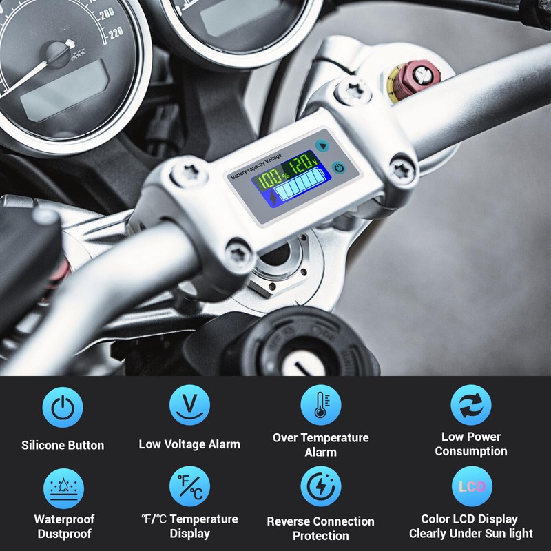 DROK RV Battery Monitor 12v, 10-100v Digital Voltage Meter Battery