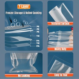 100 Gallon Vacuum Sealer Bags for Food Saver Freezer Bags 11"x16" Pre Cut Food Storage Commercial Grade Vacuum Seal Sous Vide Cooking Bags Airtight Heavy Duty BPA Free