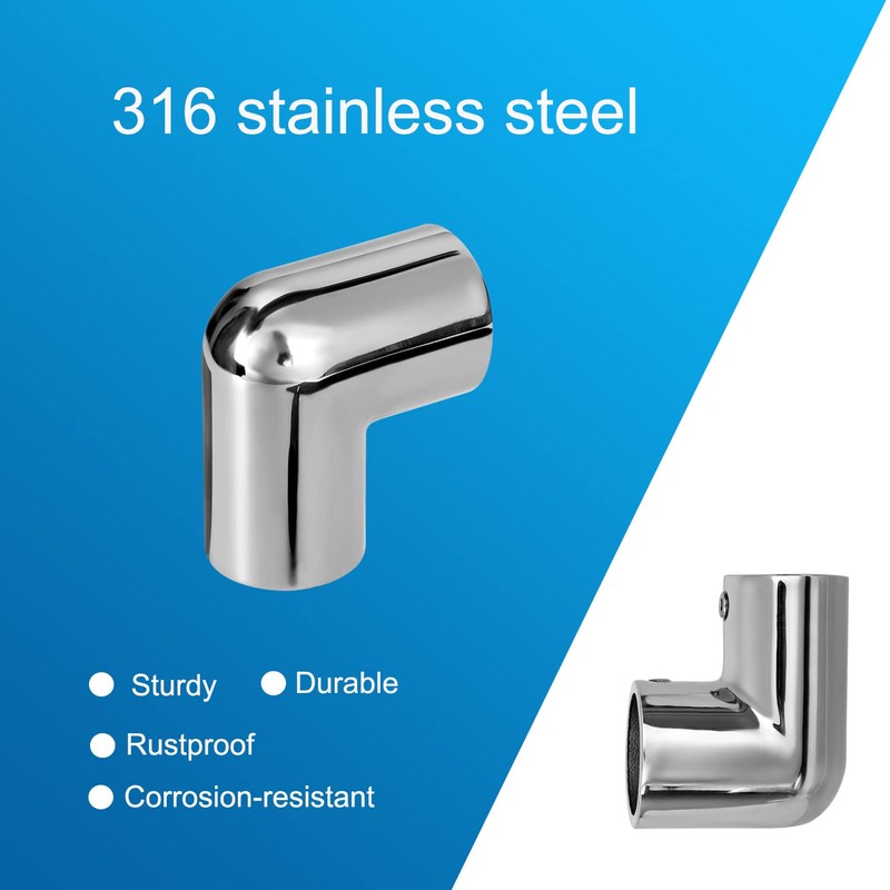 ODYSUNRAL Heavy Duty Boat Handrail Fitting, 2-Way 90 Degree Elbow