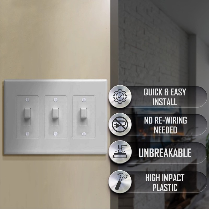 Taymac 2673W 3-Gang Masque Decorator Cover, Toggle, White