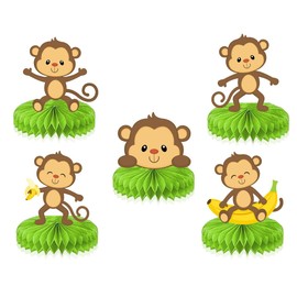 Playful Monkey 5-Piece Honeycombs Centerpieces Set - Add a Touch of Jungle Fun to Your Decor