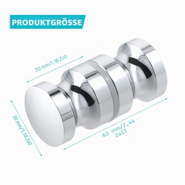 Dokeno Shower Door Knob, Shower Door Handles, Double-Sided, Aluminium Alloy Shower Door Handles, Shower Cubicle Handle, Chrome Shower Door Knob, Glass Door Handle, Suitable for Bathroom, Kitchen, Office (30 mm), Pack of 1