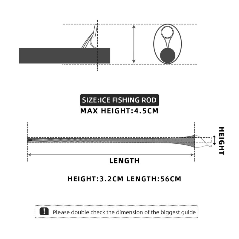 SF Ice Fishing Rod Cover with Elastic Band & Hanging
