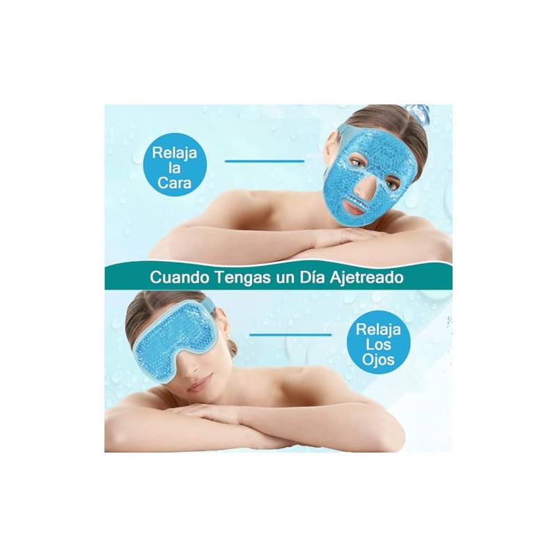 2 Piezas Máscara de Hielo para Ojos y Cara, Mascarilla