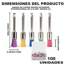 Cepillos De Pulido Dentales De Nylon De 100 Piezas, Cepillos de Pulido Dientes, Color Mezclado, 100 Unidades/Caja, Adecuado para clínicas dentales, usuarios domésticos y profesionales del cuidado bucal