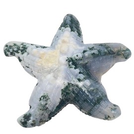 Druzy Tree Agate Starfish Bead | 61x57x11mm | White, Green | Starfish | 1 Bead |for Jewelry Making