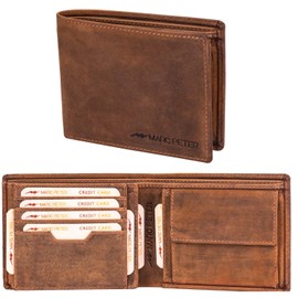 Marc Peter® Oslo Men's Leather Wallet with RFID Protection I Genuine Leather Wallet Large I 13 Compartments I Wallet for Men I Wallet Wallet Made of Genuine Leather, Tan, Classic