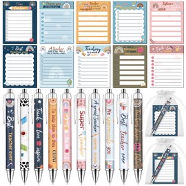 60 Pcs Teacher Appreciation Gifts Bulk Include Teacher Appreciation Notepads Motivational Pens Colored Cute Sticky Notes to Do List Memo Pads Inspirational Thank You Gifts for Office School Classroom