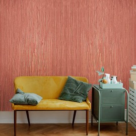 Modern Plain Maroon red Gold Metallic Faux Fabric Lines Heavy Textured Wallpaper