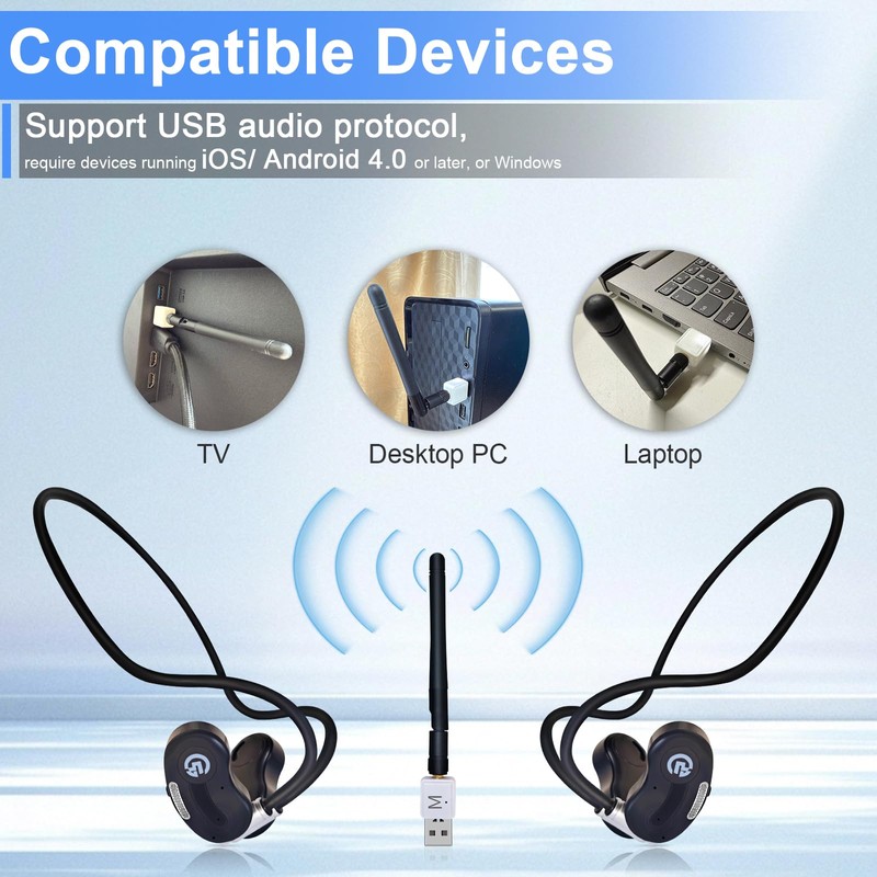 eYotto Wireless Headphones for TV Watching, Compatible for iOS/Android 4.0+