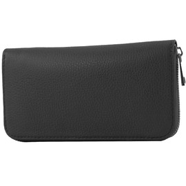 modamoda de SILBER-P02 Women's Leather Wallet Long Handmade in Italy, black
