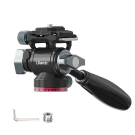 Ulanzi U-190 Fluid Video Head, Free-Cloud Head, 2-Way Small Camera Head, 1/4" and 3/8" Screws, 360° Rotation, Load Capacity 22.8 lbs (10 kg), Aluminum Alloy, Detachable Handle, Compatible with Video Camera Shooting