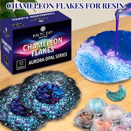 BALTIC DAY Chameleon Opal Flakes [Pink/Green] – Color Shift Mica Pigment Powder for Epoxy Resin, Tumblers, Nail Art, Eyeshadow, Makeup, Molds, and More – Chrome Color Shift Powder