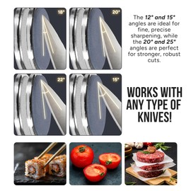 LNN JMS Rolling Knife Sharpener Kit and Black Dust Bag to Store, Sharpen Precisely, Magnetic Base with 15°, 18°, 20°, 22° Angles, High Grade Magnets for Stable Sharpening, Sharpens All Kinds of Knives