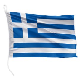 FLAGLY Premium Boat Flag Greece 20 x 30 cm - 115 g/m² Fabric Weight - Printed, Robust with Knit & Loop, Boat Accessories Motor Boat (20 x 30 cm - Greece)