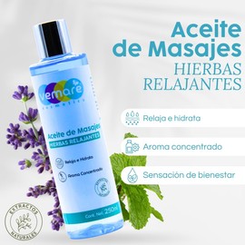 Vemare Cosmetics Aceite de Masajes con Extracto de Hierbas Relajantes Hidrata 250ml
