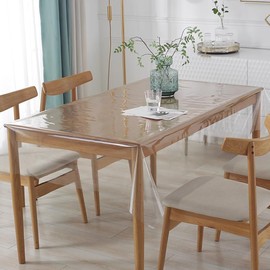 DASIAUTOEM Transparent Tablecloth, Transparent Table Film, Transparent 150 cm Wide, Sold by the Metre, 0.13 mm Thick, Waterproof, Washable PVC Film, Greaseproof Table Protector (150 x 300 cm)