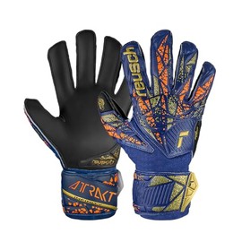 Reusch Attrakt Infinity Finger Support Junior Goalkeeper Gloves, Premium Blue/Gold/Black, Size 5