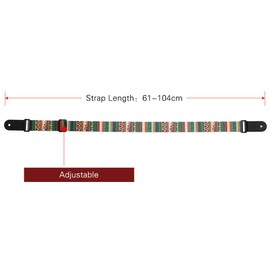 Leeofty Adjustable Ukulele Strap Soft Polyester Woven Printing Pattern Shoulder Belt with Hanging Rope for Ukulele