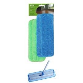 M&Y Microfiber Mop Pad Refill 5" x 18", Fits Bona,Shaw,Bruc - 2 Blue & 2 Green
