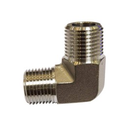 Metalwork Codo de acero inoxidable de 90 grados, macho NPT de 3/8 pulgadas x 1/4 pulgadas NPT macho reductor de tubería forjada, 1 pieza