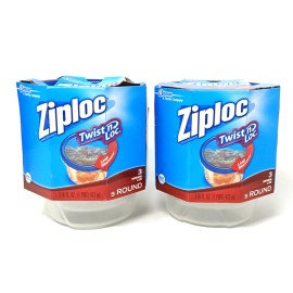Ziploc 2 pack 3 Pack Small Round Ziploc Twist n Lock Plastic Containers Lids 16 oz