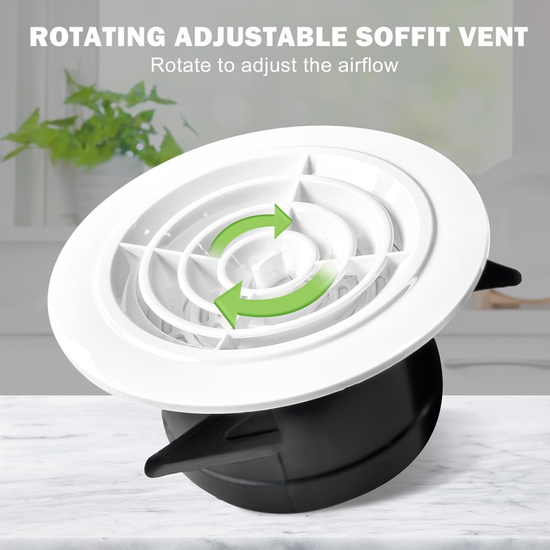 KCVENTSAIR Soffit Vent 6 Inch Round Air Vent Cover, ABS