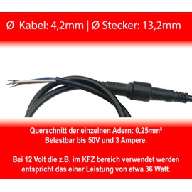 Schürberg 5 x Waterproof 4 Pin Connector Cable, 1 Metre, 50 Volt / 3 Amp, 1 or 2 Metre Length, 2-4 Pin to Choose From